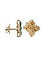 Серьги из золота 585 пробы c бриллиантами и малахитом