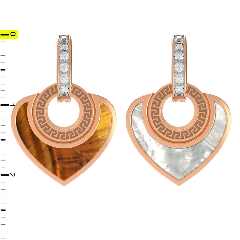 Подвеска из золота c фианитом, тигровым глазом и перламутром