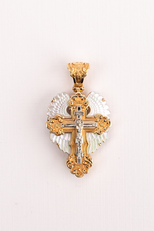 Крест из золота c перламутром