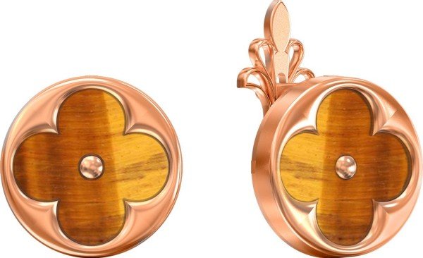 Серьги из золота 585 пробы c тигровым глазом