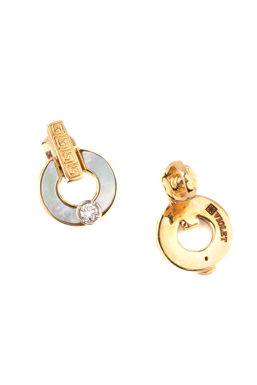 Серьги из золота c бриллиантами и перламутром