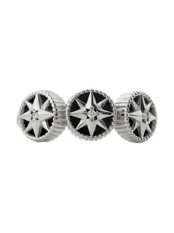 Кольцо из белого золота c бриллиантами и ониксом