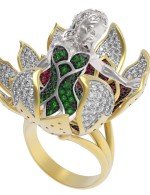 Кольцо из лимонного золота 585 пробы c фианитом