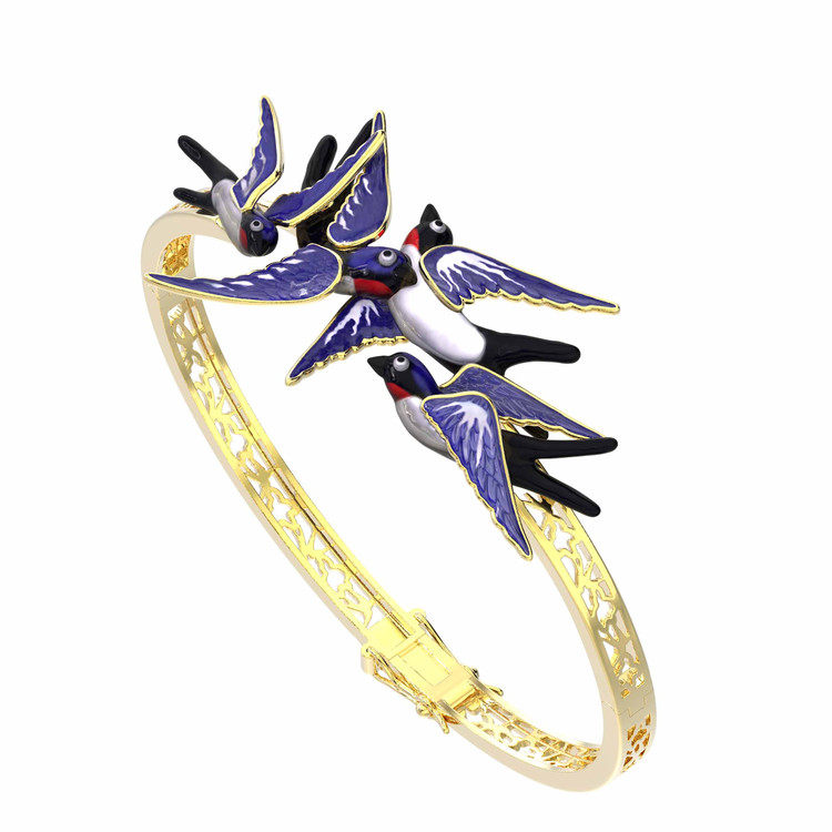 Браслет из лимонного золота c эмаль