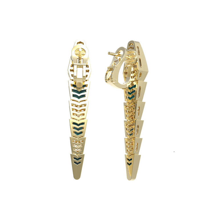 Серьги из лимонного золота c бриллиантами и малахитом