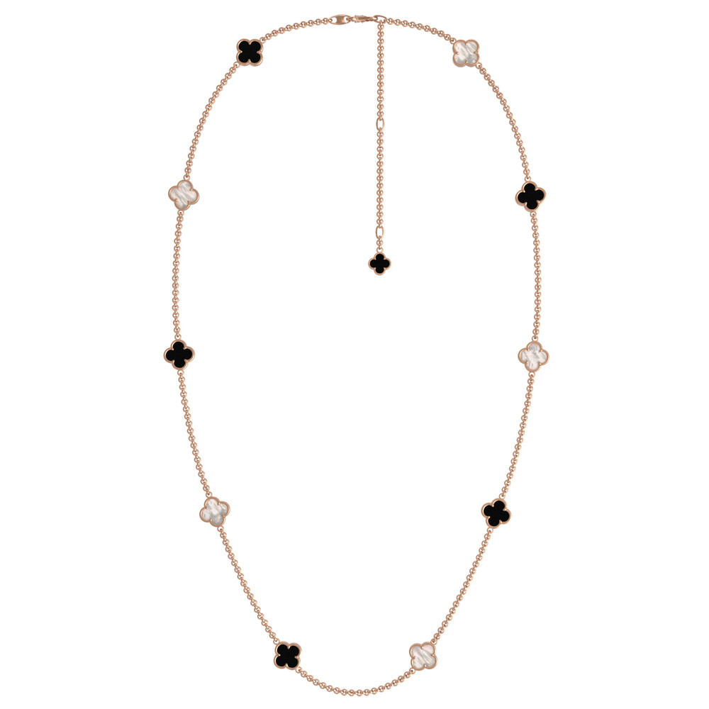 Колье из золота c ониксом и перламутром