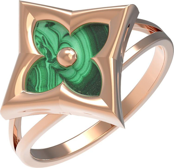 Кольцо из золота c малахитом