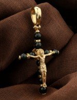 Крест из лимонного золота 585 пробы c ониксом