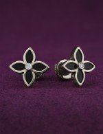 Серьги из белого золота 585 пробы c бриллиантами и ониксом