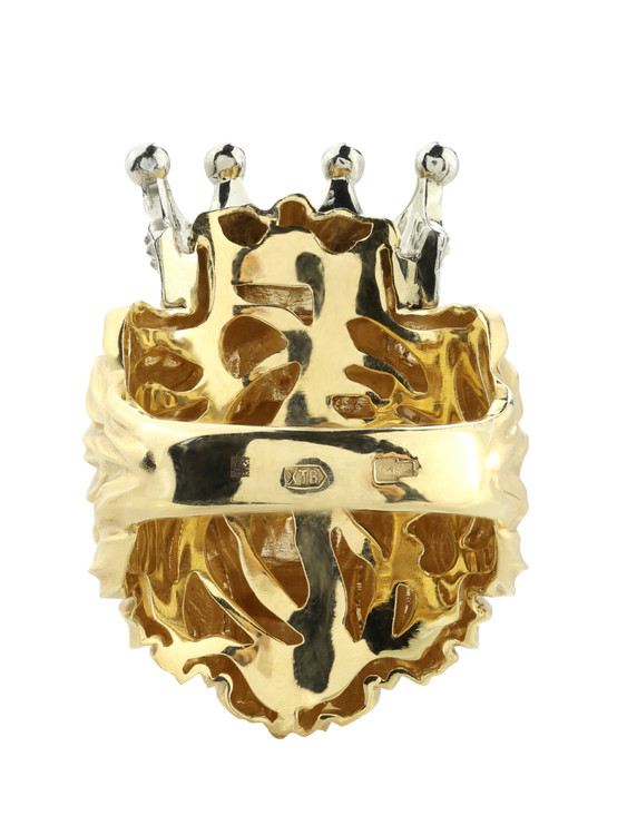 Кольцо из лимонного золота c эмаль и бриллиантами