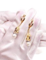 Серьги из лимонного золота 585 пробы c жемчугом