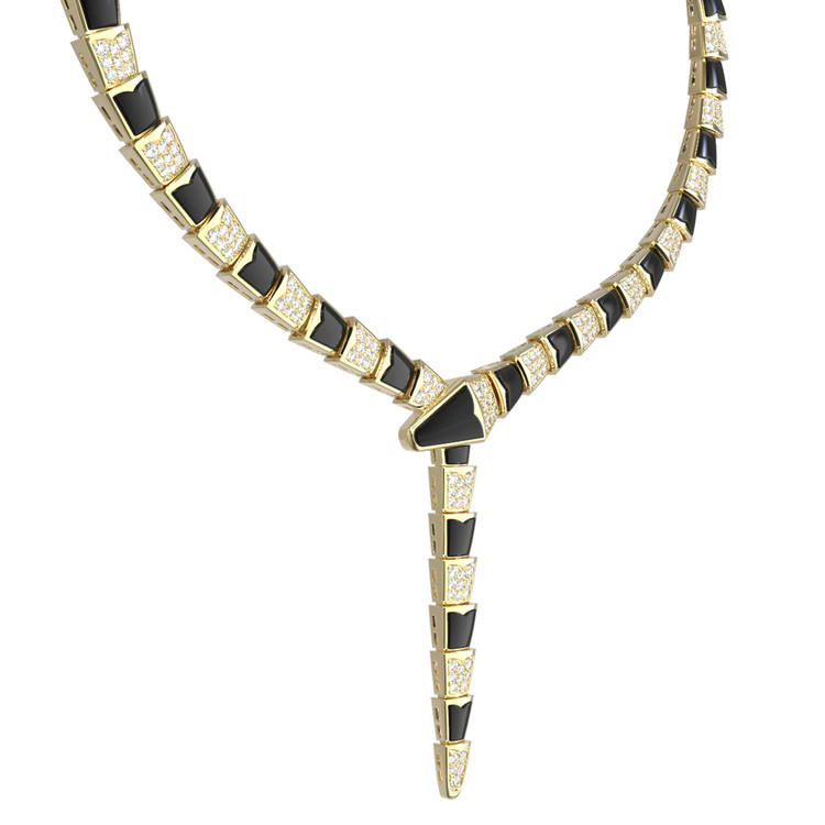 Колье из лимонного золота c бриллиантами и ониксом