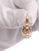 Подвеска из лимонного золота 585 пробы c эмалью и жемчугом