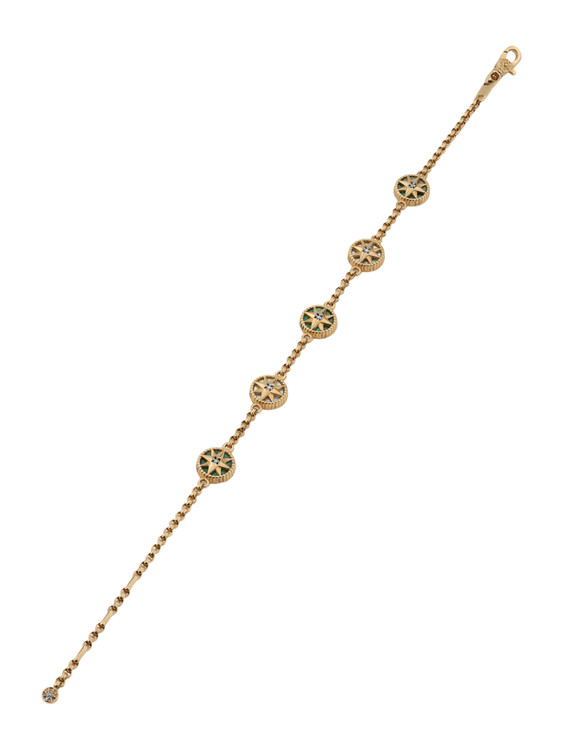 Браслет из золота c бриллиантами, малахитом и перламутром