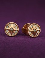 Серьги из золота 585 пробы c бриллиантами и перламутром