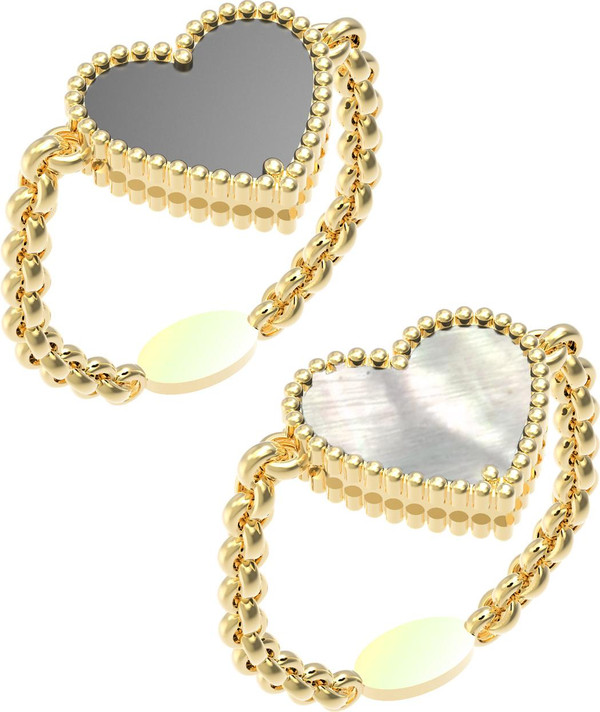 Кольцо из лимонного золота c ониксом и перламутром