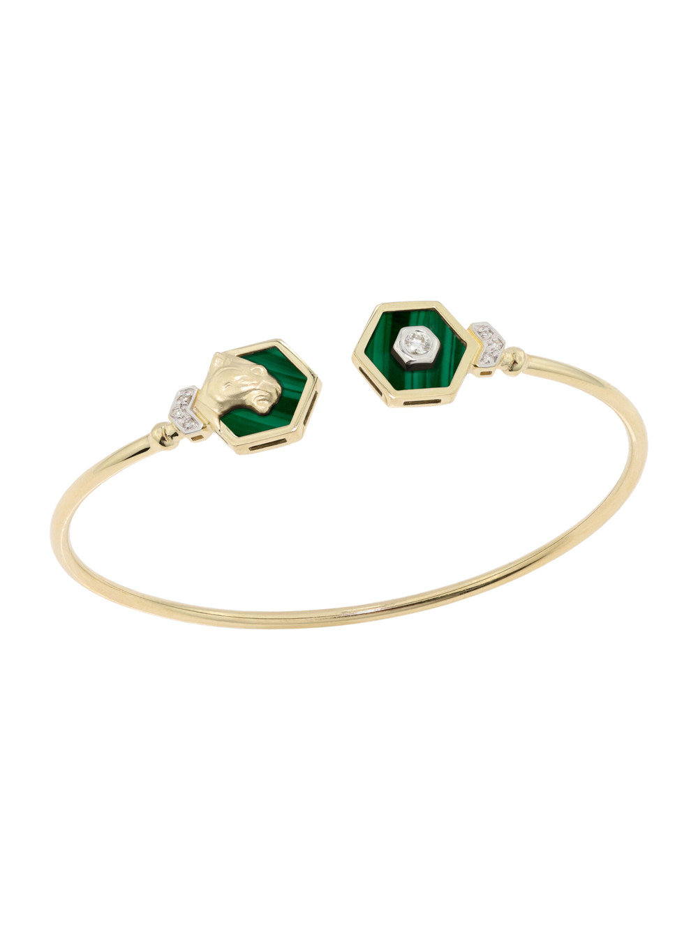 Браслет из лимонного золота c бриллиантами и малахитом