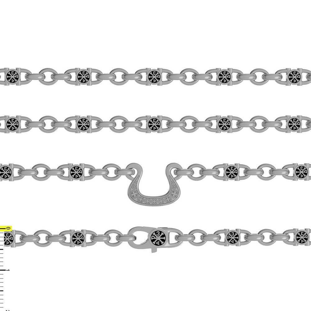 Цепь из белого золота c эмаль