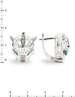 Серьги из белого золота 585 пробы c изумрудом