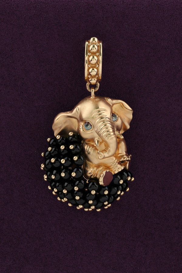 Подвеска из золота c эмаль и ониксом