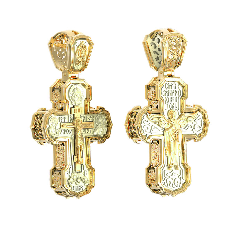 Крест из лимонного золота c бивнем мамонта