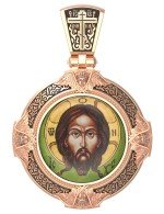 Образок из золота 585 пробы c эмалью и иконописью