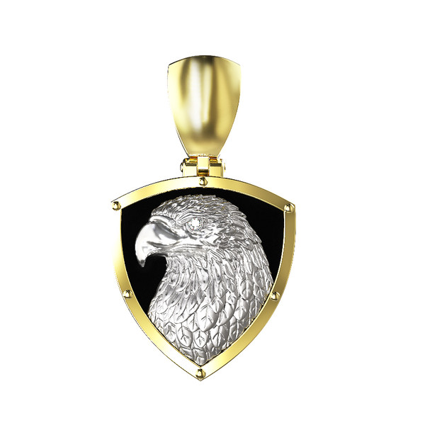 Подвеска из лимонного золота c бриллиантами и ониксом