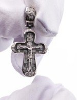 Крест из белого золота 585 пробы c бриллиантами