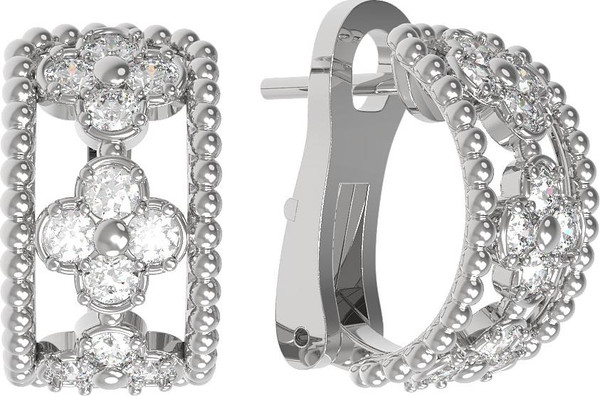 Серьги из белого золота c бриллиантами