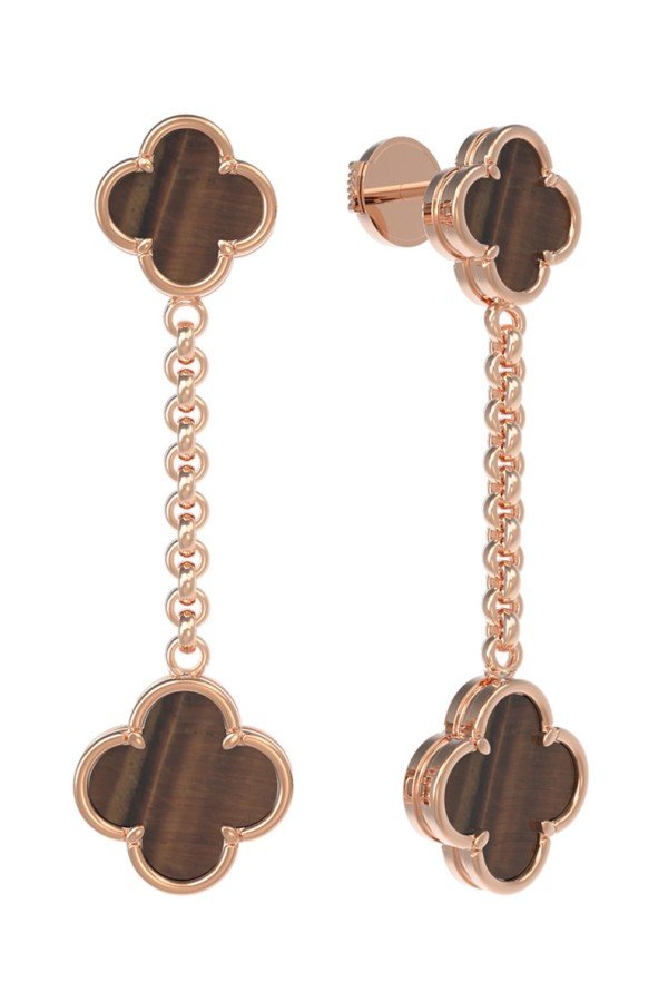 Серьги из золота 585 пробы c тигровым глазом