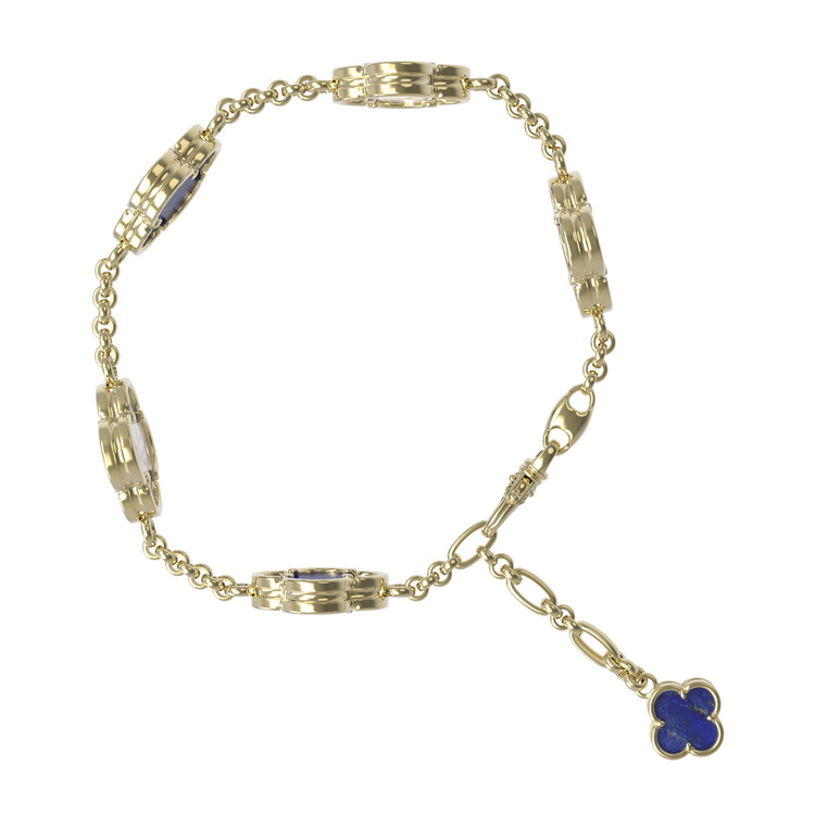 Браслет из лимонного золота c лазуритом и перламутром