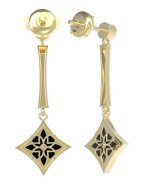Серьги из лимонного золота 585 пробы c фианитом и ониксом