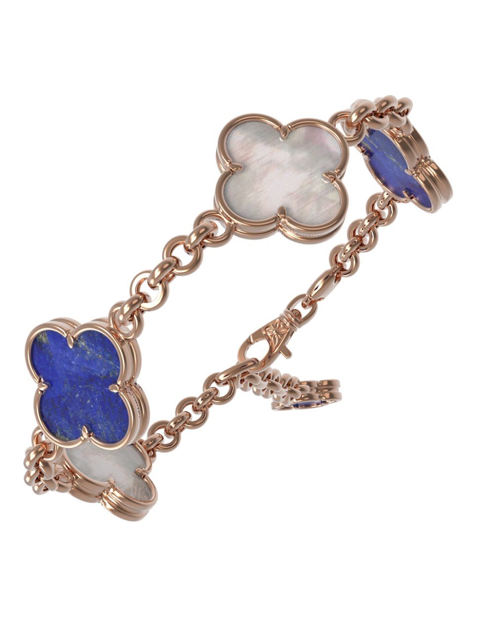 Браслет из золота 585 пробы c лазуритом и перламутром