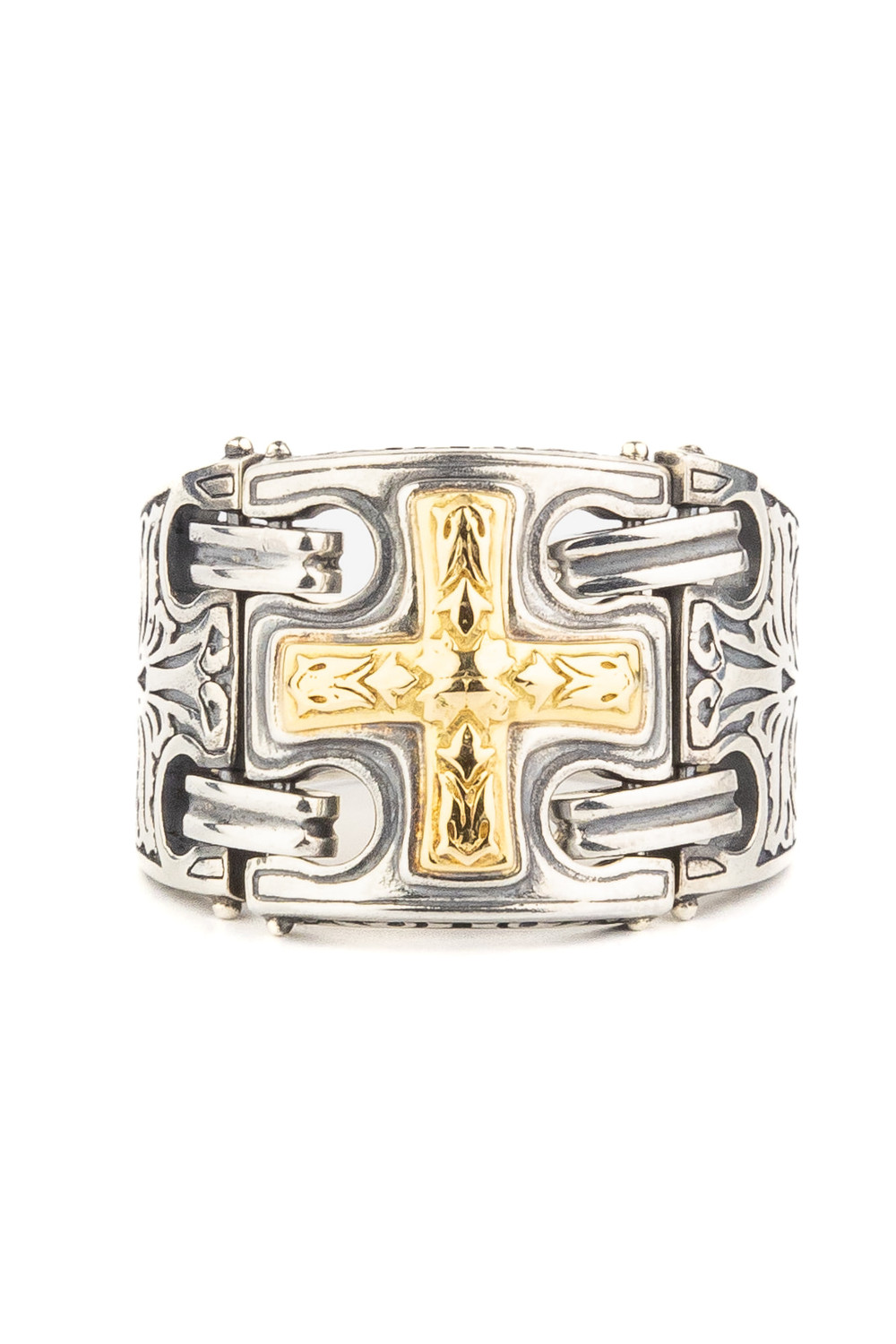 Кольцо из серебра и золота c рубином