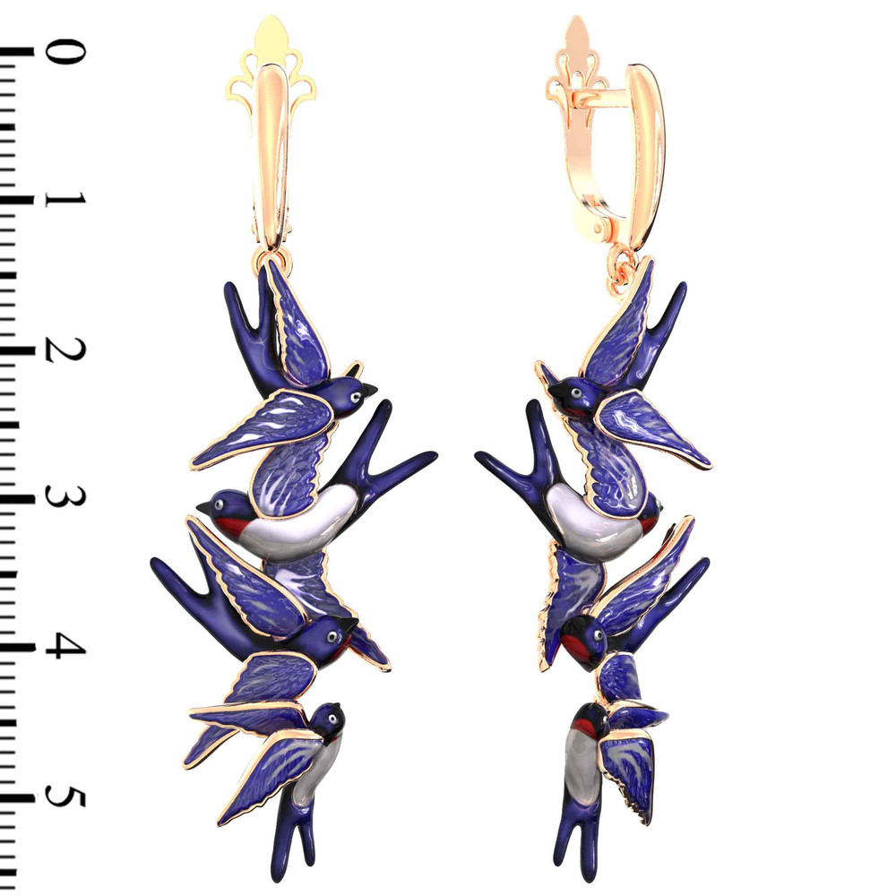 Серьги из золота c эмаль