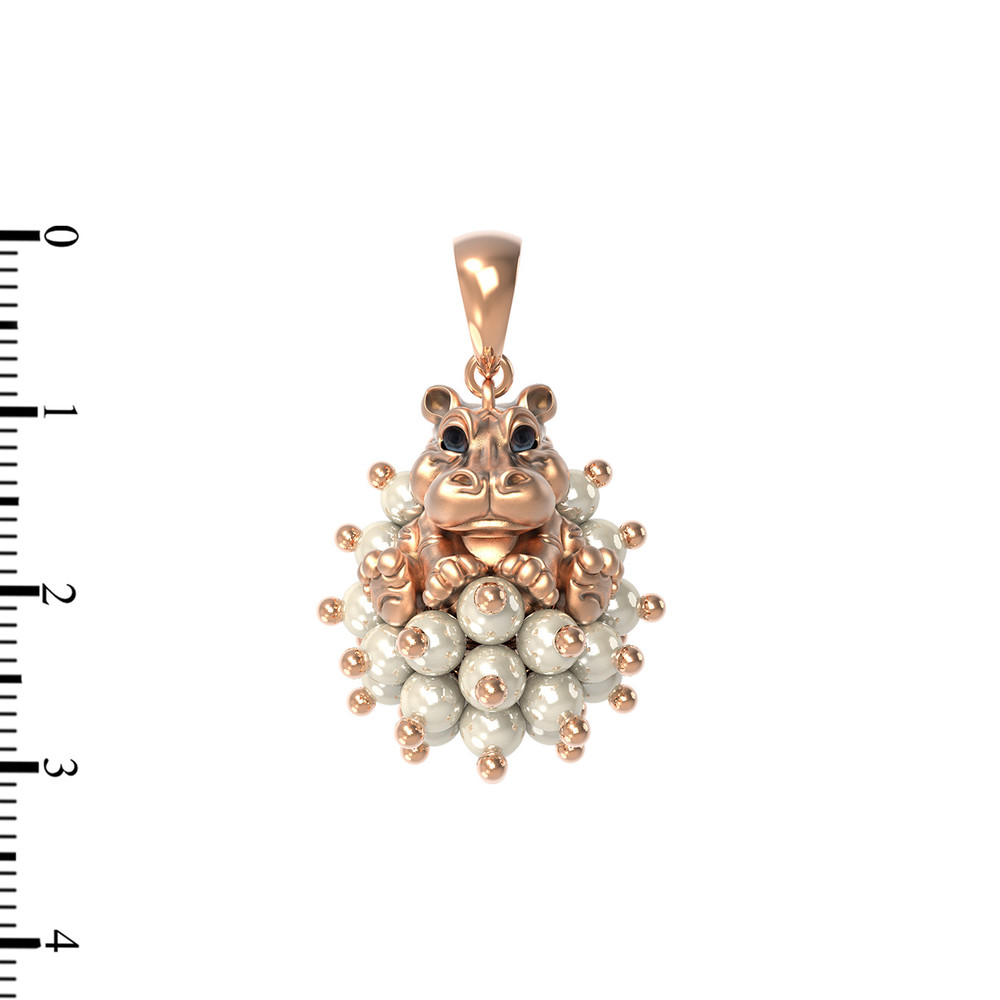 Подвеска из золота c эмаль и жемчугом