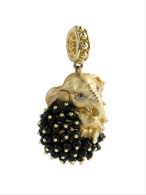 Подвеска из лимонного золота c эмаль и ониксом