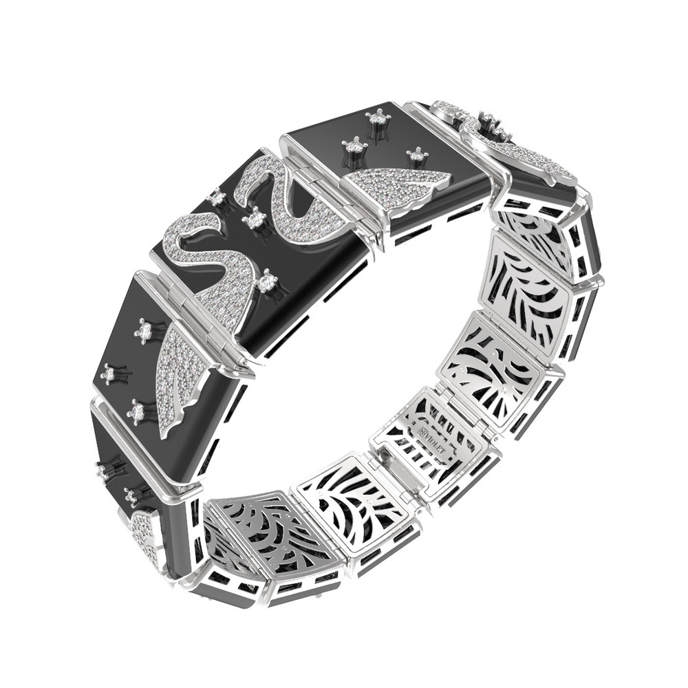 Браслет из белого золота c бриллиантами и ониксом