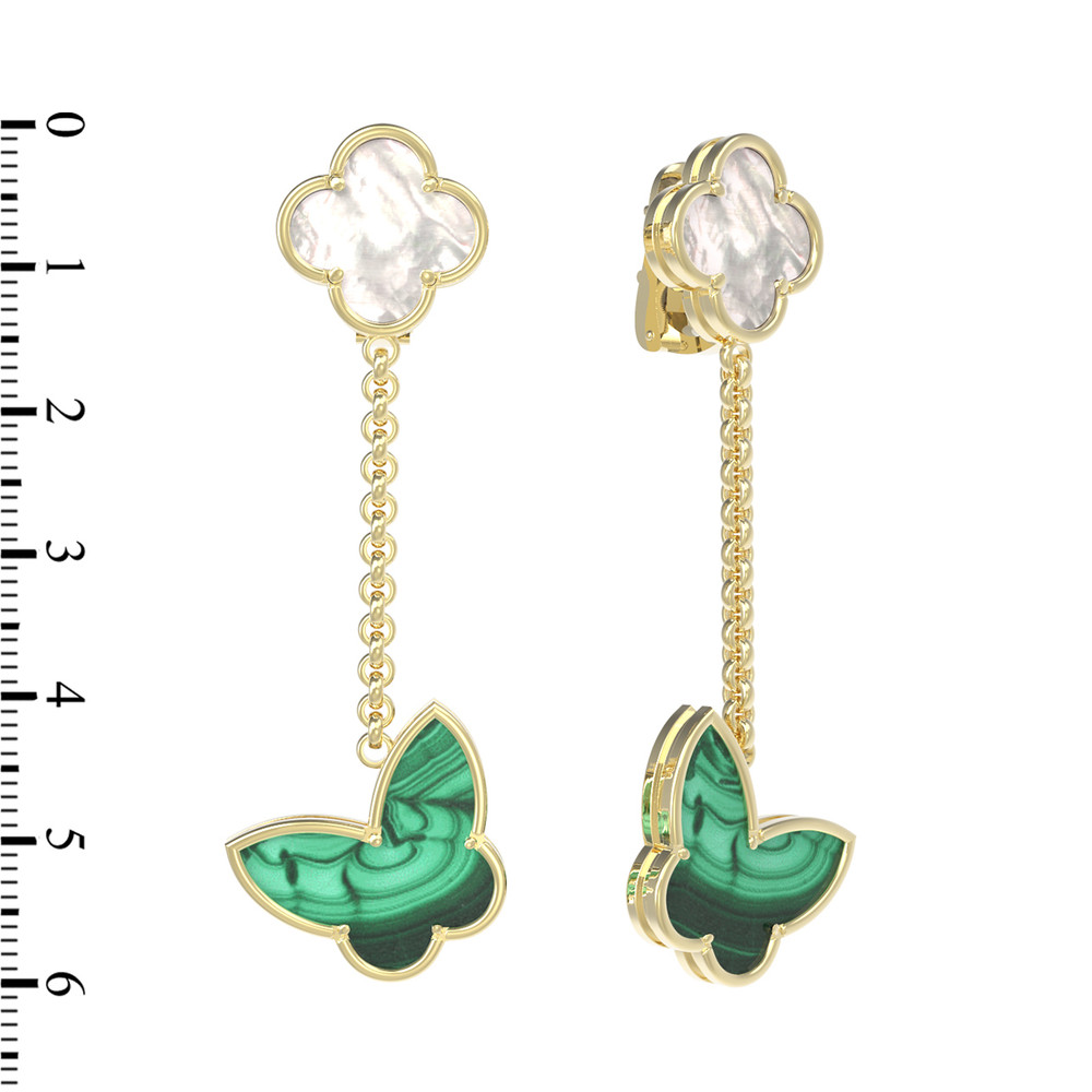 Серьги из лимонного золота c малахитом и перламутром