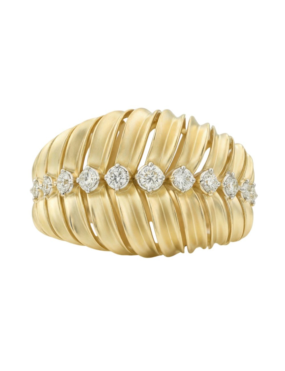 Кольцо из лимонного золота 585 пробы c бриллиантами