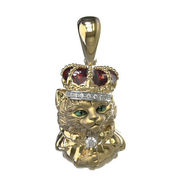 Подвеска из лимонного золота c эмаль , бриллиантами и рубином