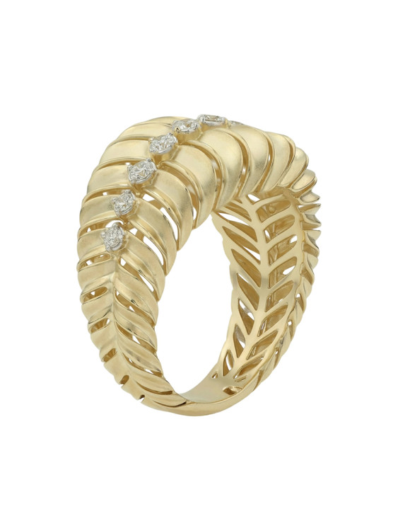 Кольцо из лимонного золота c бриллиантами