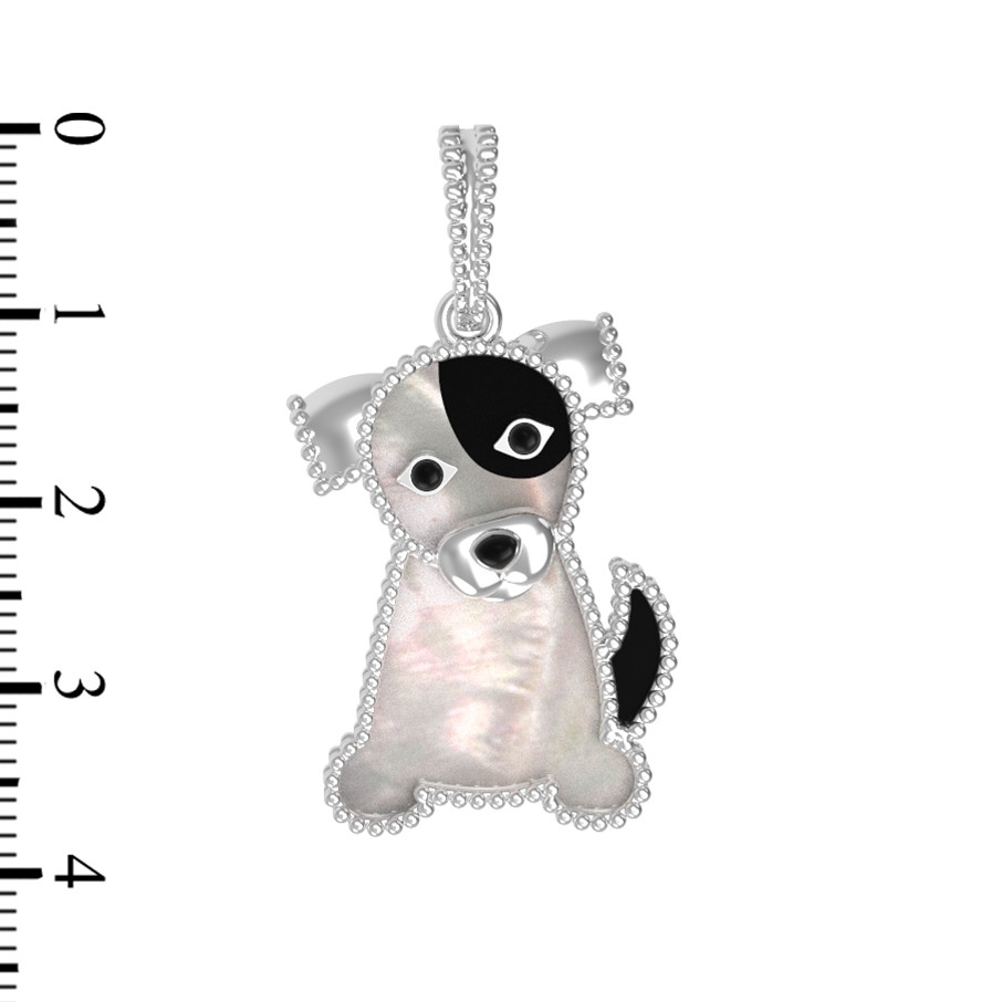 Подвеска из белого золота c эмаль , ониксом и перламутром