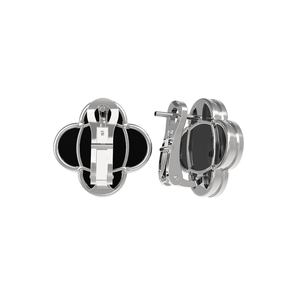 Серьги из белого золота c ониксом