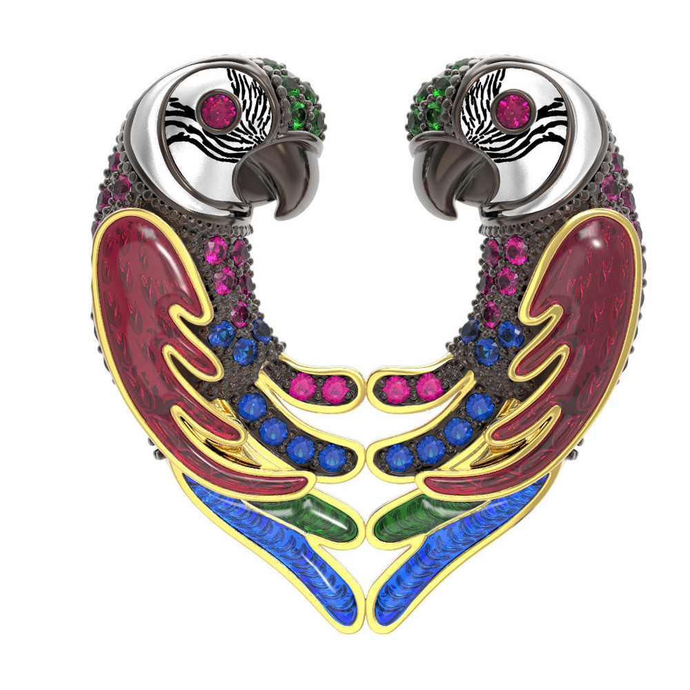 Подвеска из лимонного золота c эмаль и фианитом