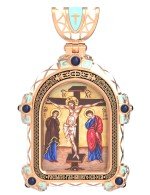 Образок из золота 585 пробы c эмалью и иконописью