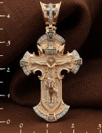 Крест из золота 585 пробы c бриллиантами