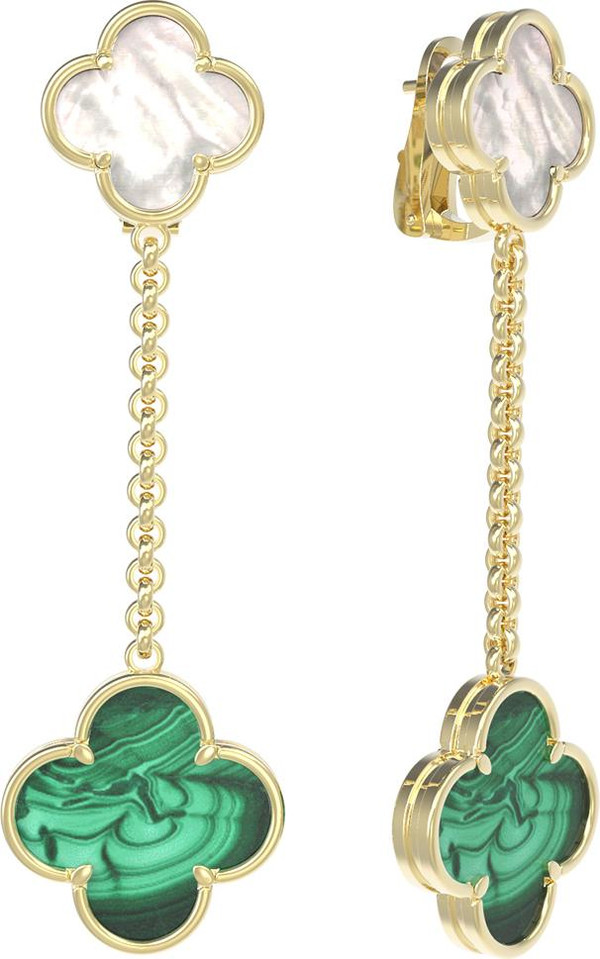 Серьги из лимонного золота c малахитом и перламутром