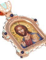 Образок из золота 585 пробы c эмалью и иконописью