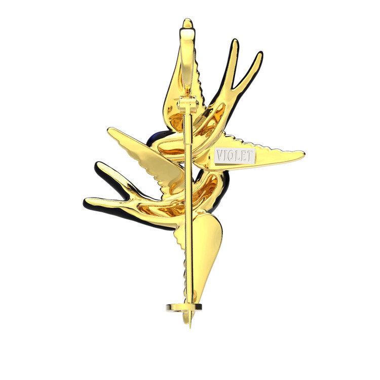 Брошь из лимонного золота c эмаль